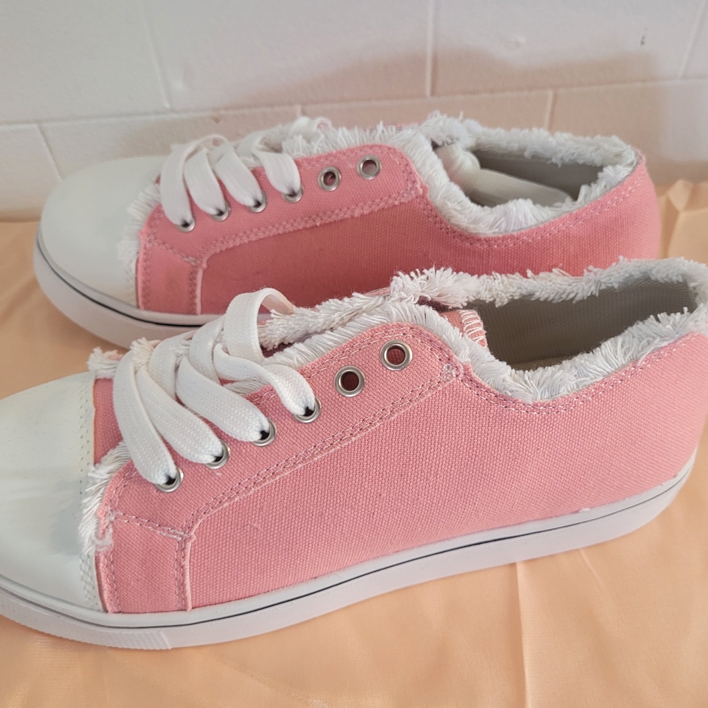 SHEIN Pink and White Cozy Sherpa Lined Sneakers